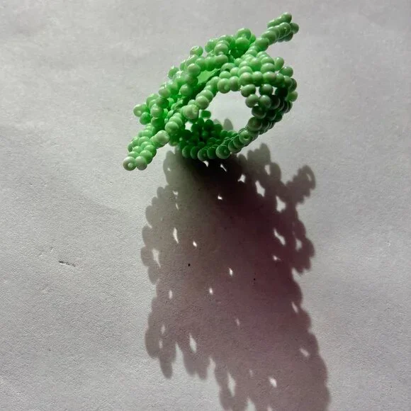 Artisan Seed Bead Turquoise Color Ring - Picture 3 of 3